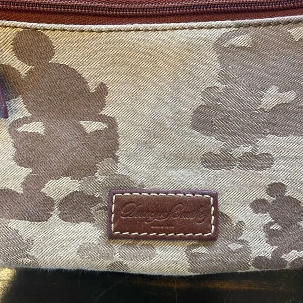 Disney Dooney & Bourke Brown Tonal Mickey Mouse Triple Zip Crossbody Purse